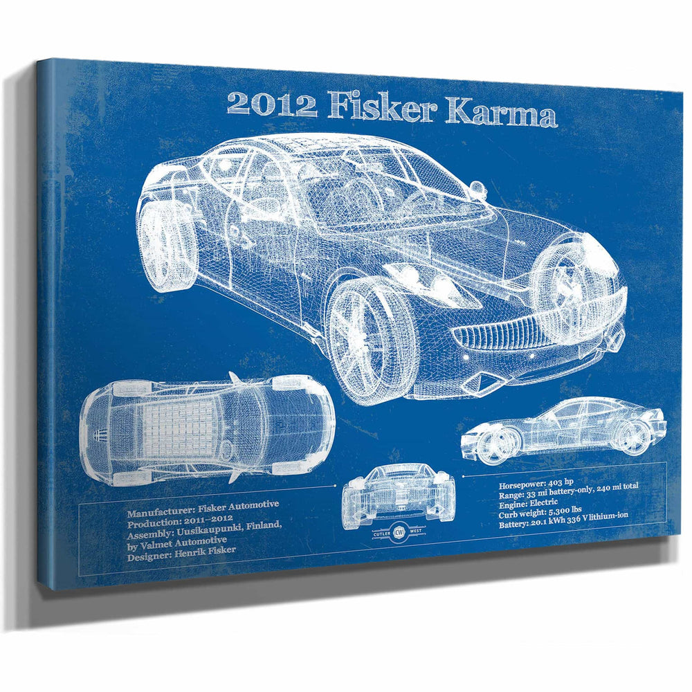 2012 Fisker Karma Blueprint Vintage Auto Print