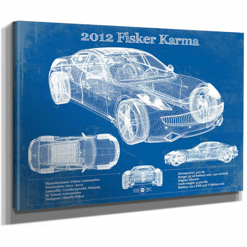 2012 Fisker Karma Blueprint Vintage Auto Print