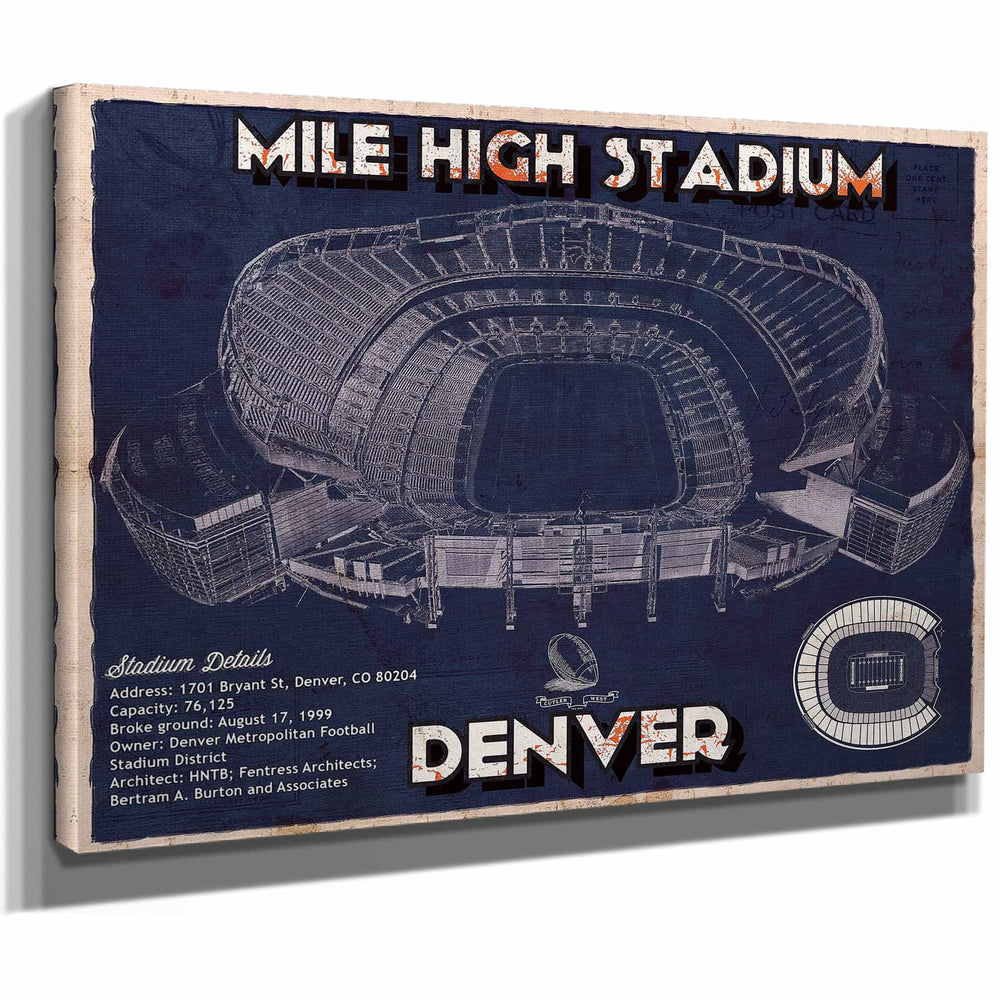 Denver Broncos Vintage Sports Authority Field - Vintage Football Print