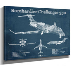 Bombardier Challenger 350 Vintage Aviation Blueprint Print - Custom Pilot Name can be Added
