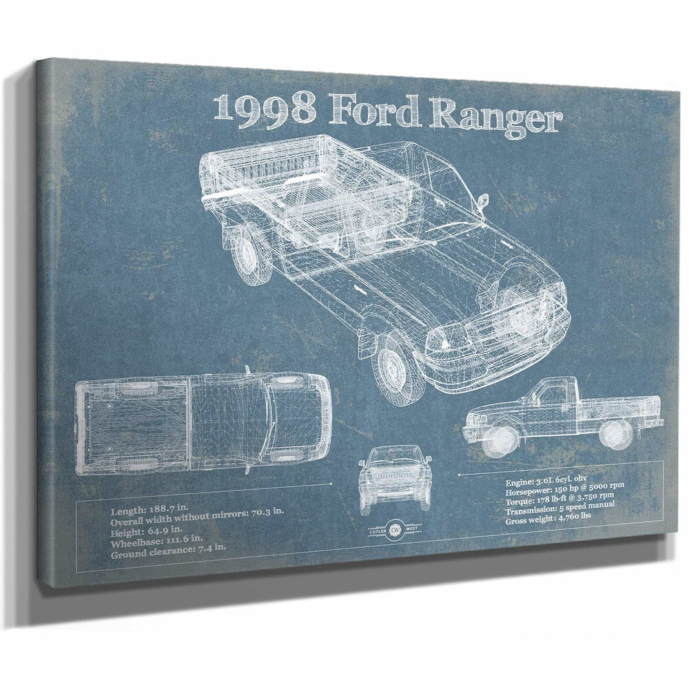 1998 Ford Ranger Blueprint Vintage Auto Print