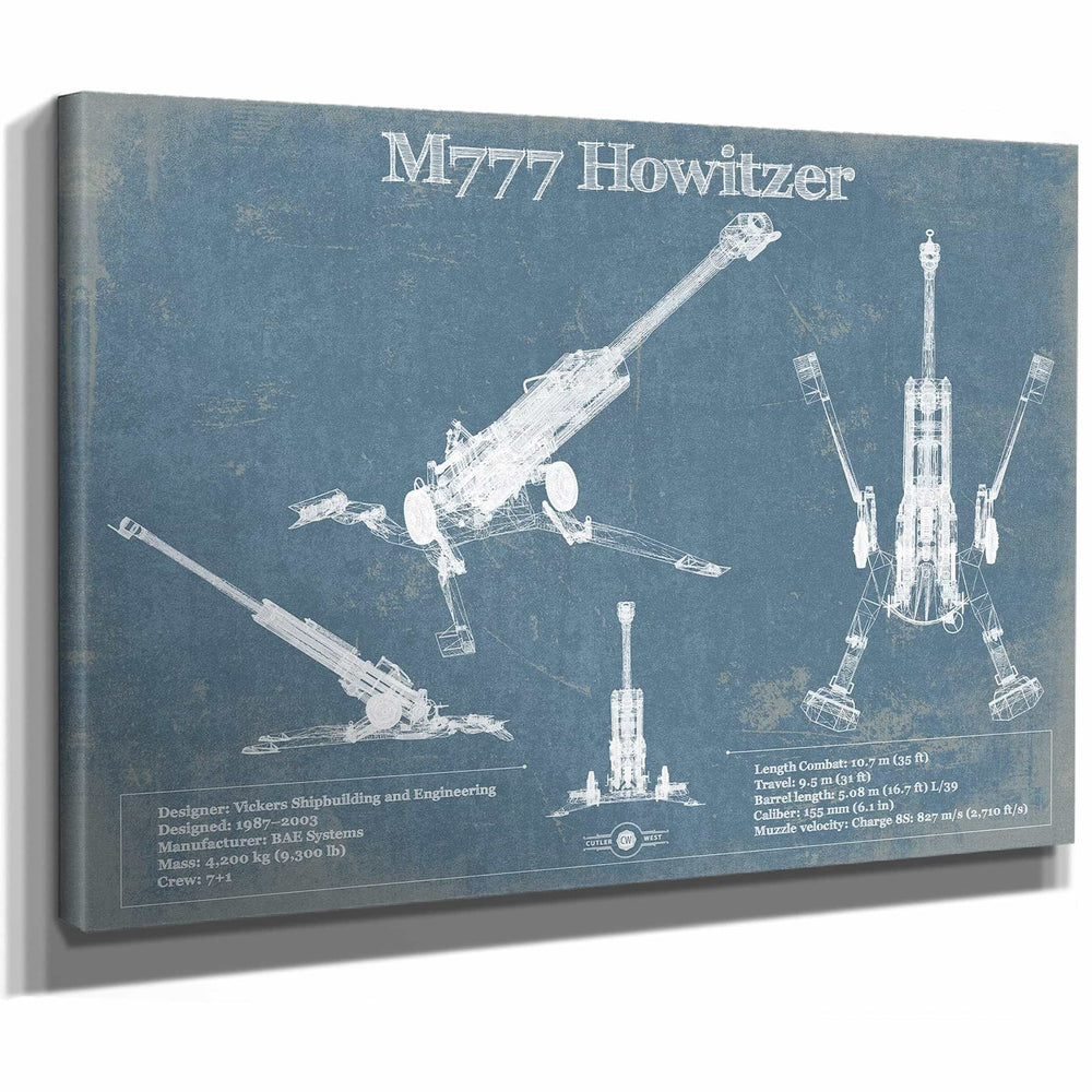 M777 155mm Howitzer Blueprint Vintage Military Print