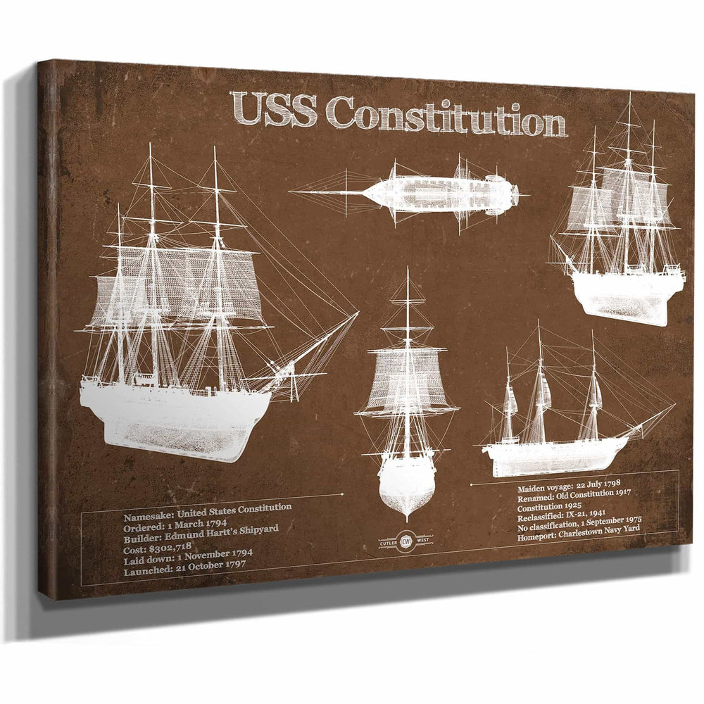USS Constitution Blueprint Original Military Wall Art
