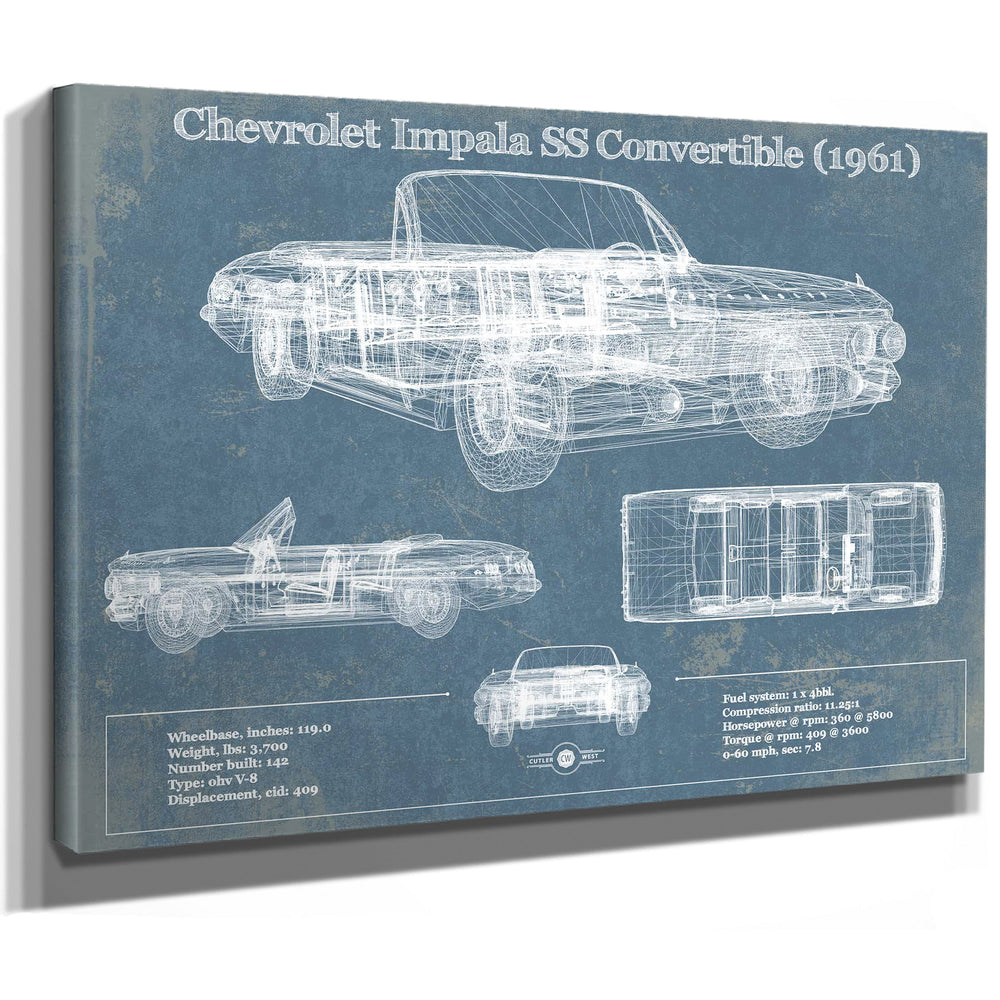 Chevrolet Impala SS Convertible (1961) Blueprint Vintage Auto Print