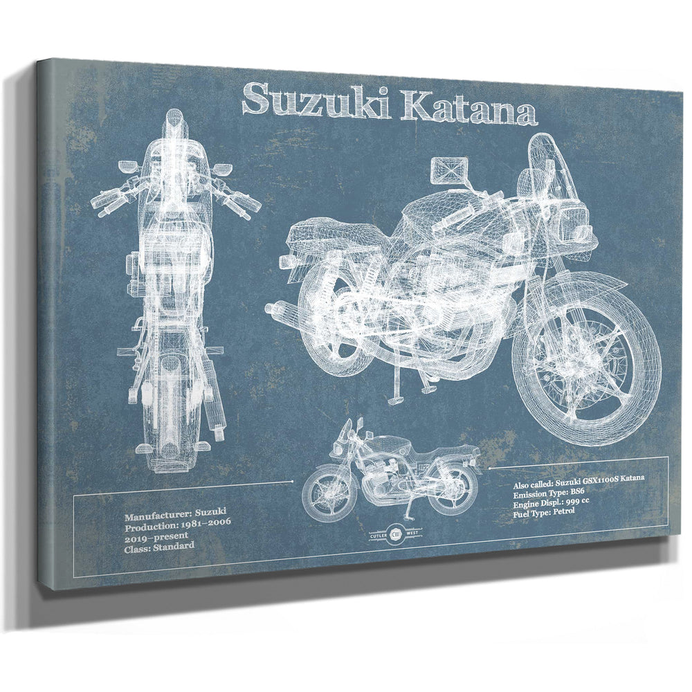 Suzuki Katana Blueprint Motorcycle Patent Print