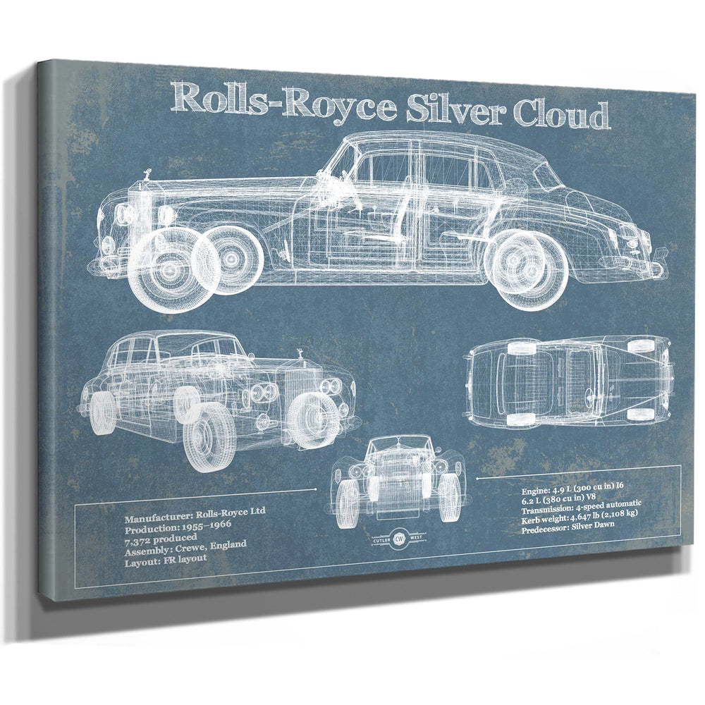 Rolls Royce Silver Cloud Vintage Blueprint Auto Print