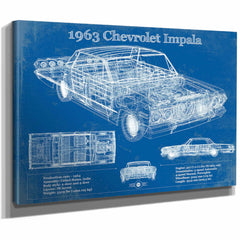 1963 Chevrolet Impala Blueprint Vintage Auto Print