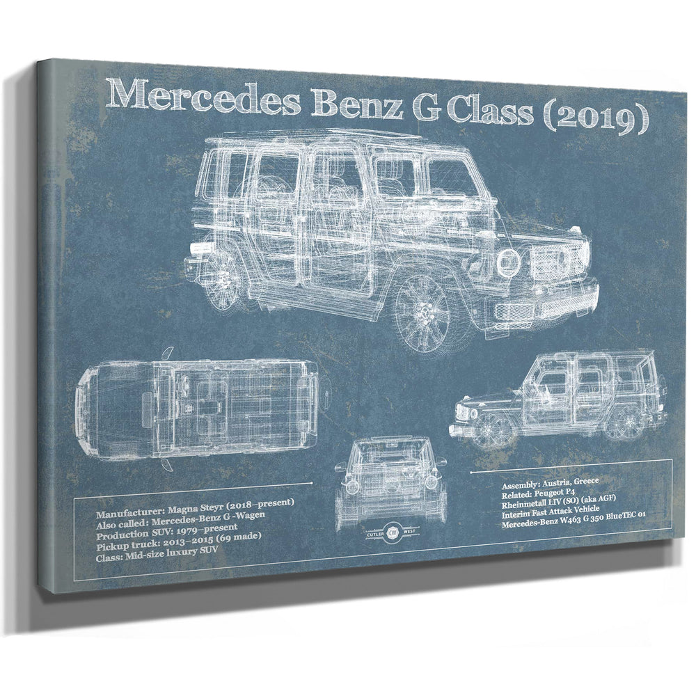 Mercedes-Benz G-Class (2019) Vintage Blueprint Auto Print