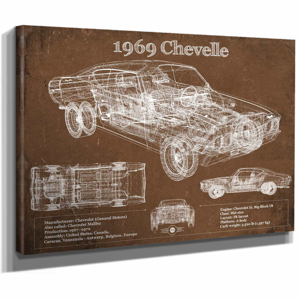 1969 Chevrolet Chevelle Malibu Original Blueprint Art