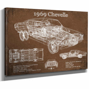 1969 Chevrolet Chevelle Malibu Original Blueprint Art