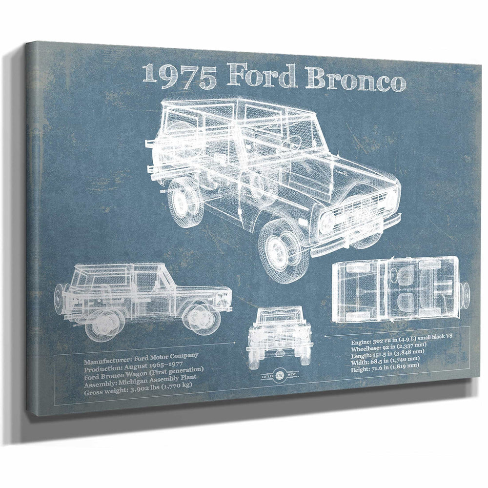 1975 Ford Bronco Vintage Blueprint Auto Print