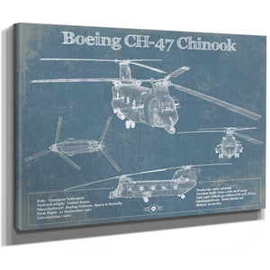 Boeing CH-47 Chinook Helicopter Vintage Aviation Blueprint Military Print - Custom Pilot Name Can Be Added