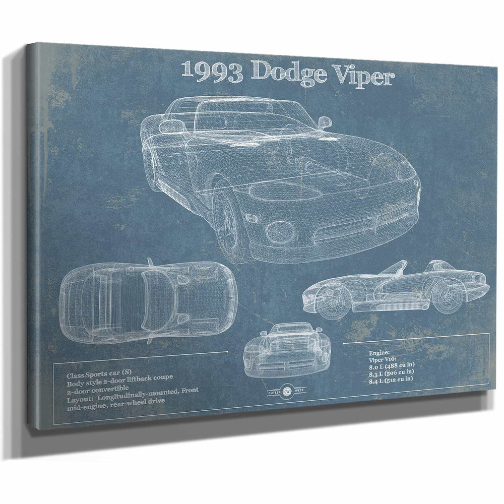 1993 Dodge Viper Vintage Blueprint Auto Print