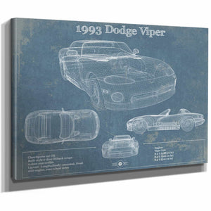 1993 Dodge Viper Vintage Blueprint Auto Print