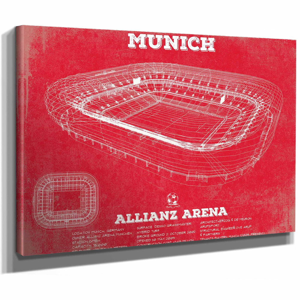 Bayern Munich FC Vintage Allianz Arena Soccer Team Color Print