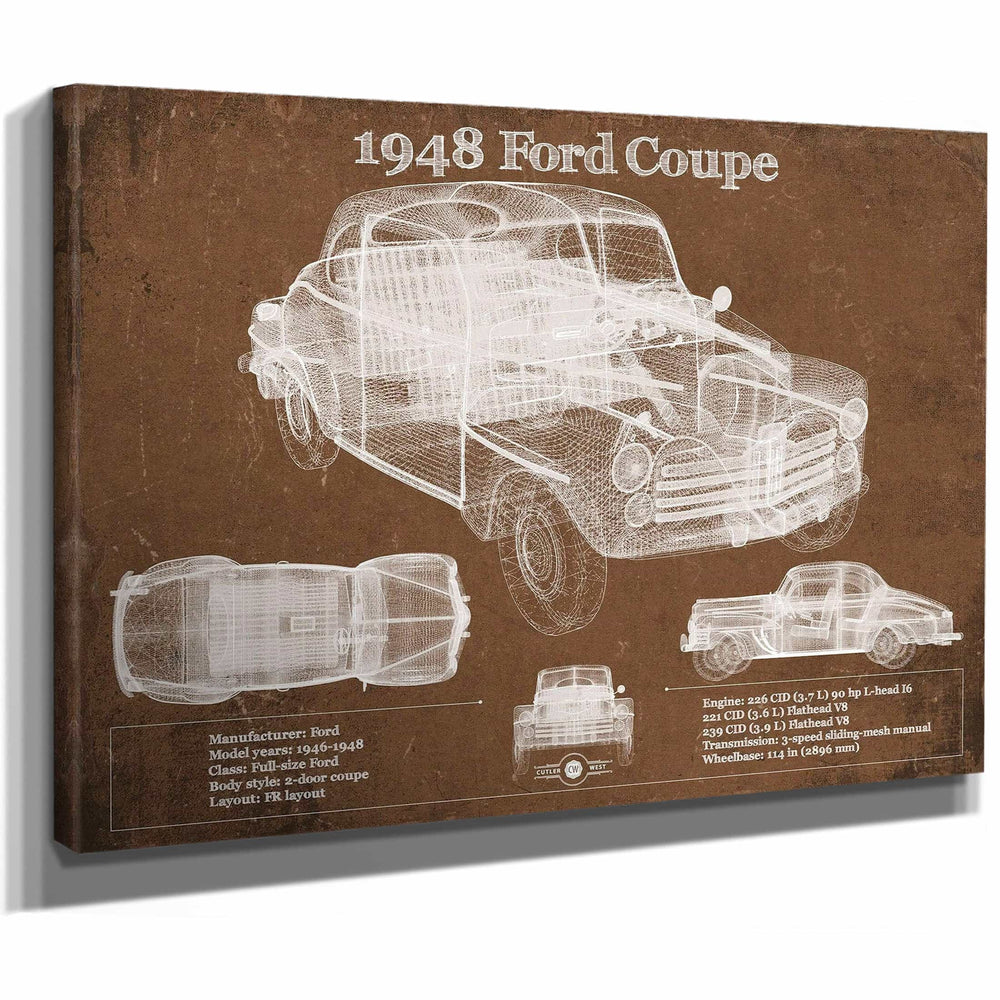 1948 Ford Coupe Vintage Blueprint Auto Print