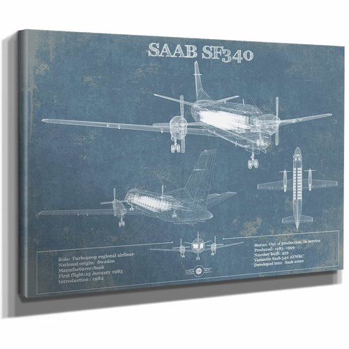 Saab 340 Turboprop Original Blueprint Art