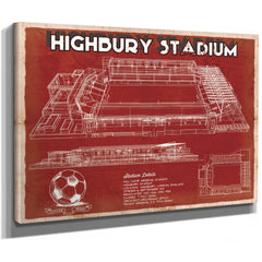 Arsenal Football Club - Vintage Highbury Stadium Soccer Print