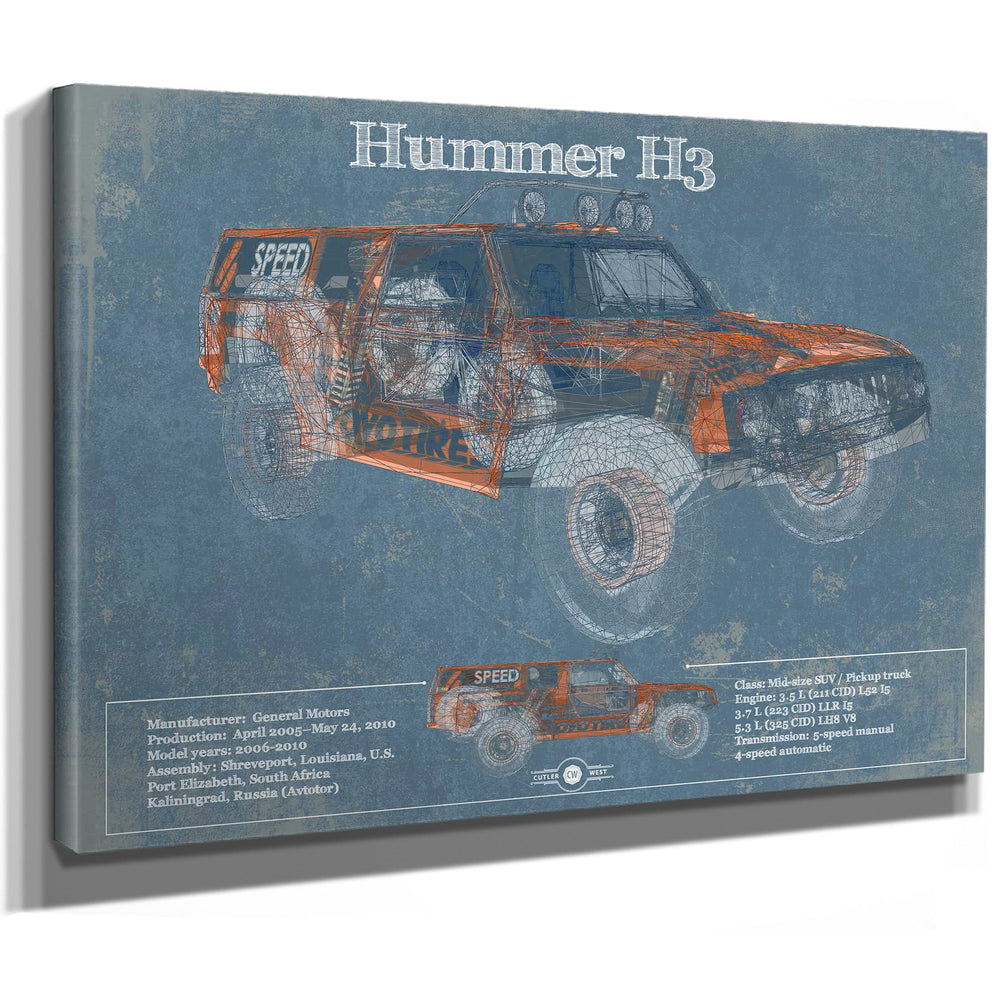 Hummer H3 Vintage Blueprint Auto Print