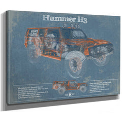 Hummer H3 Vintage Blueprint Auto Print