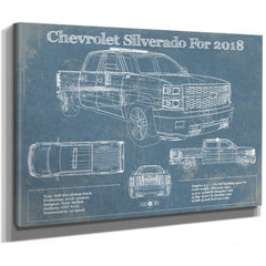 Chevrolet Silverado 2018 Blueprint Vintage Truck Patent Print