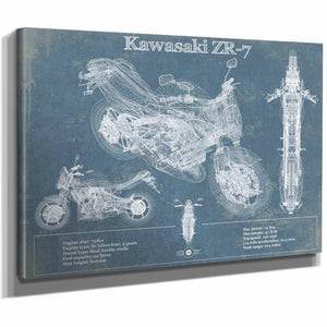 Kawasaki ZR-7 Vintage Blueprint Motorcycle Patent Print