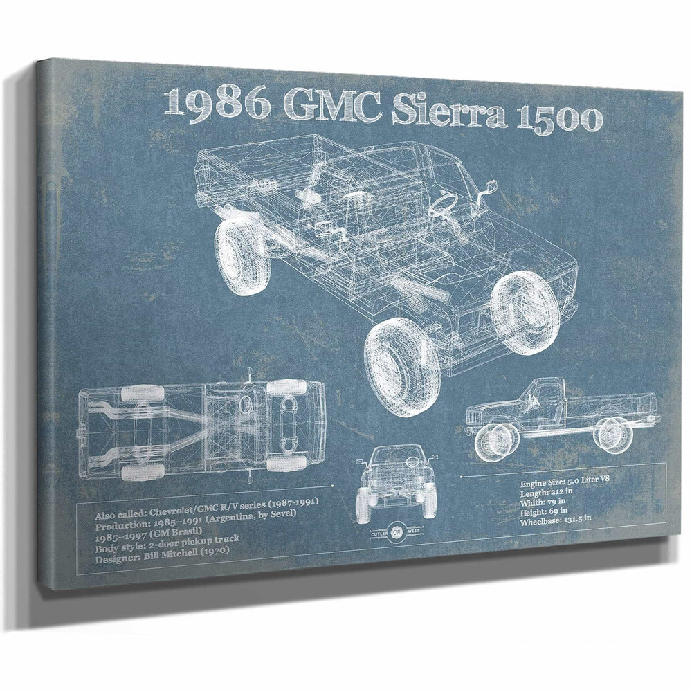 1986 GMC Sierra 1500 Vintage Blueprint Auto Print