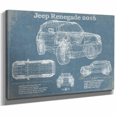 Jeep Renegade 2016 Blueprint Vintage Auto Print