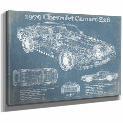 1979 Chevrolet Camaro Z28 Blueprint Vintage Auto Patent Print