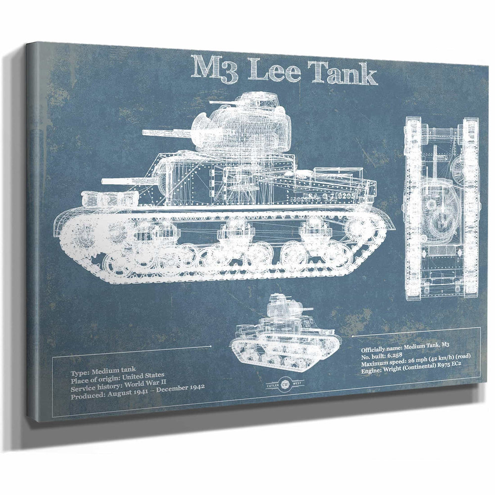 Medium Tank, M3 Lee Vintage Blueprint Print
