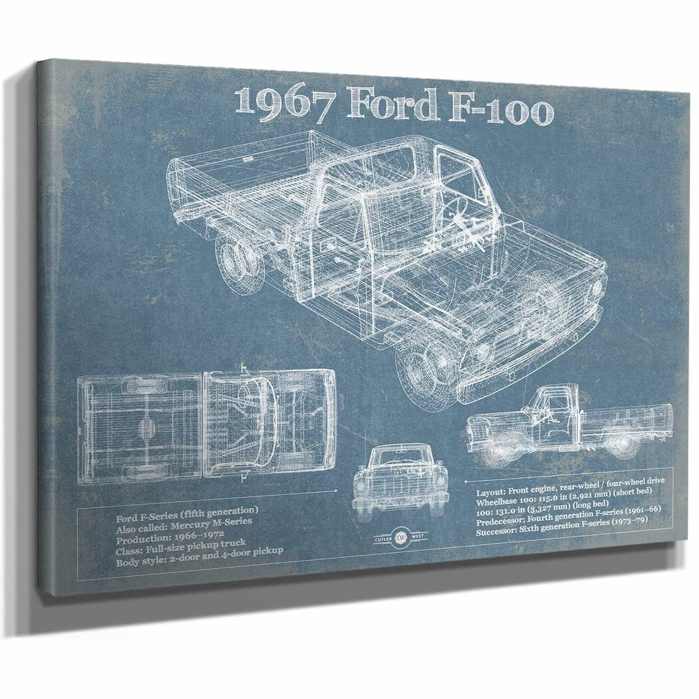 1967 Ford F-100 Vintage Blueprint Auto Print