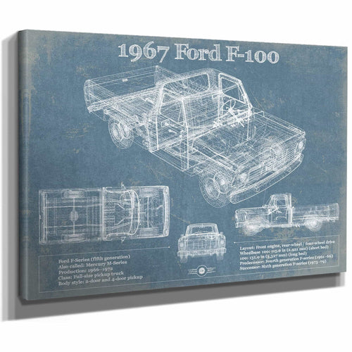 1967 Ford F-100 Vintage Blueprint Auto Print