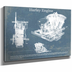 Harley-Davidson Engine Vintage Blueprint Motorcycle Engine Patent Print