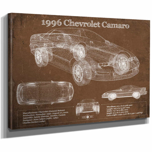 1996 Chevrolet Camaro Vintage Blueprint Auto Print