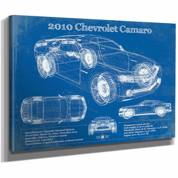 2010 Chevrolet Camaro Vintage Blueprint Auto Print