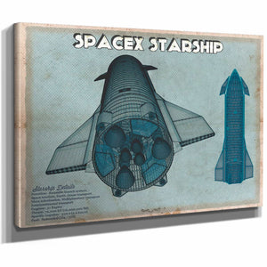 SpaceX Starship Blue Vintage Space Exploration Print