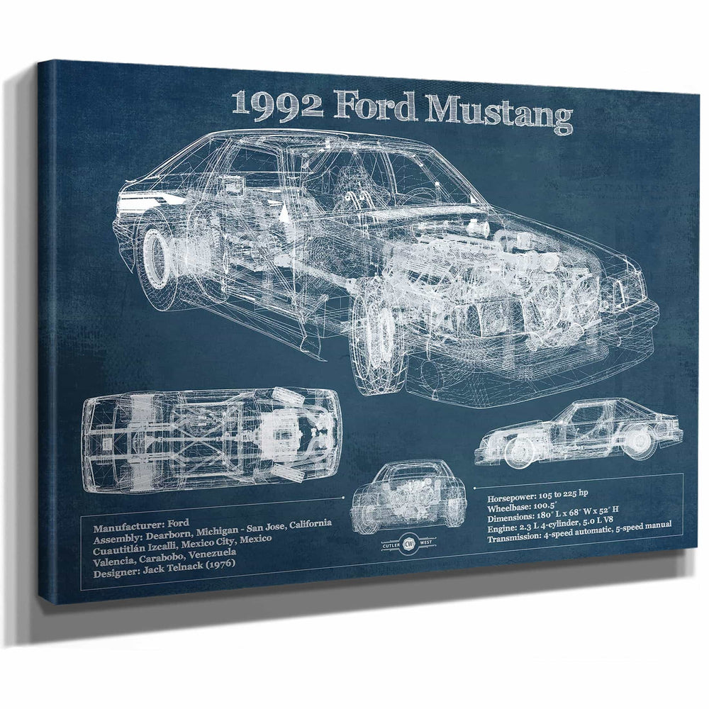 1992 Ford Mustang Fox body - Big Block Ford Twin Turbo Drag Car Original Blueprint Art