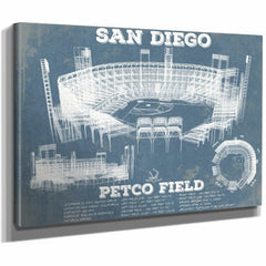 San Diego Padres - Petco Park Vintage Stadium Blueprint Baseball Print