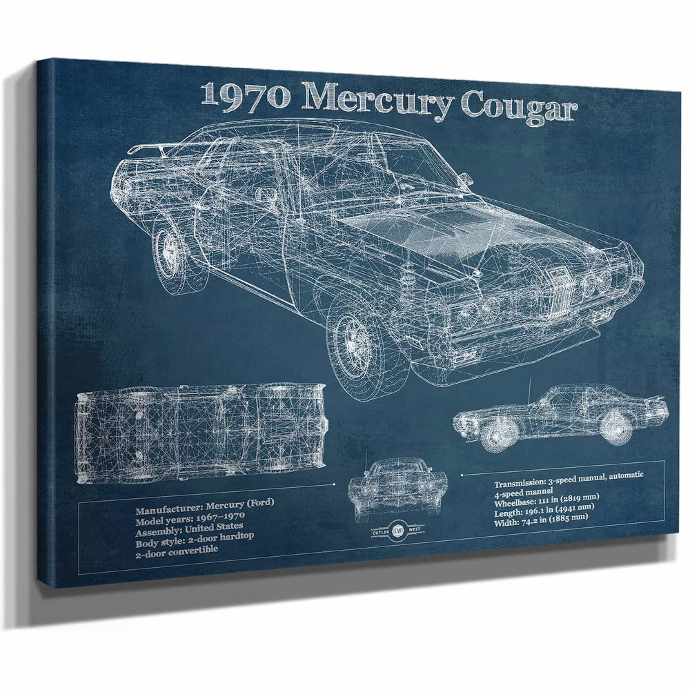 1970 Mercury Cougar Eliminator Blueprint Vintage Auto Print