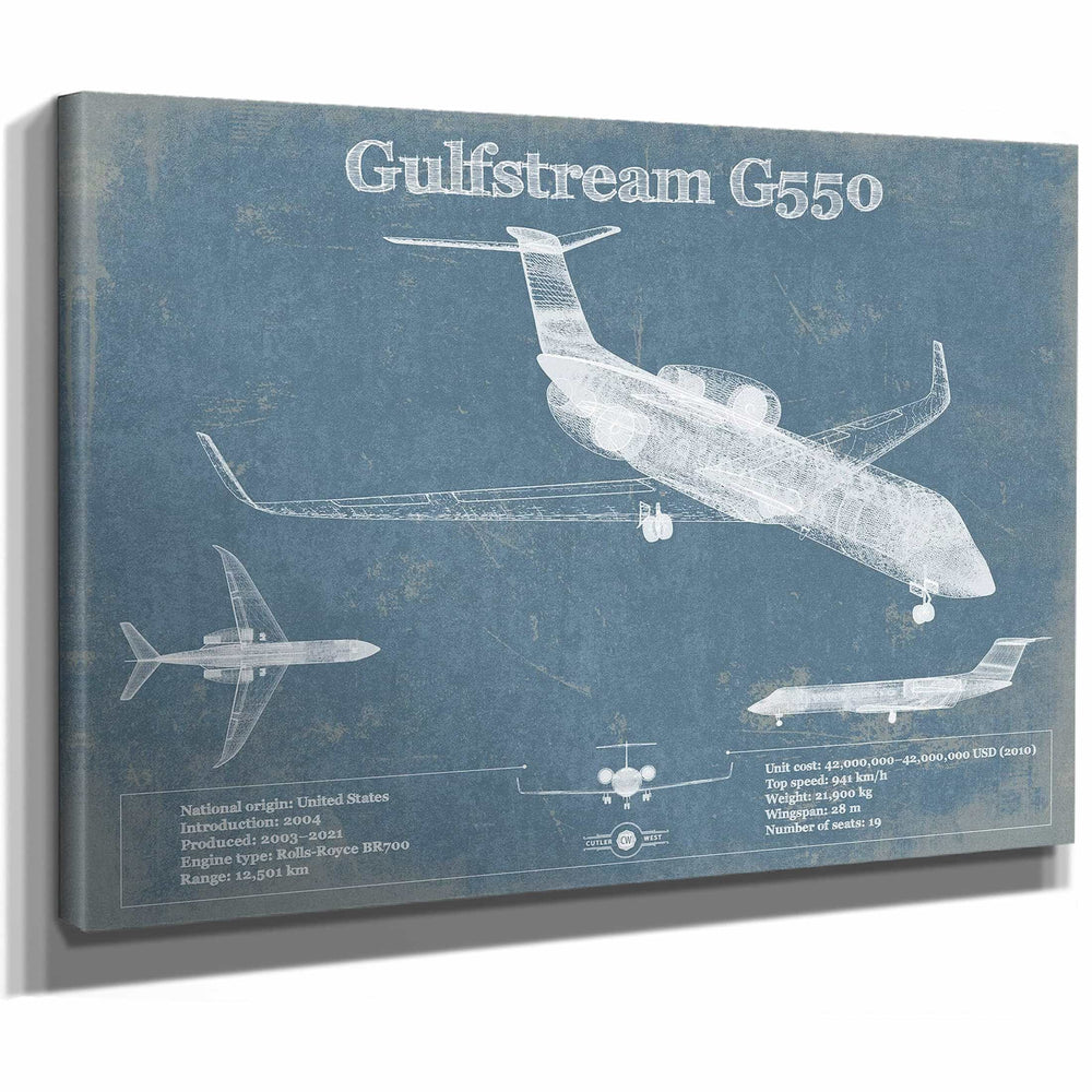 Gulfstream G550 Jet Vintage Aviation Blueprint
