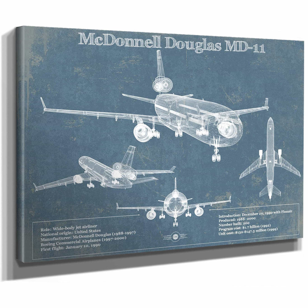 McDonnell Douglas MD-11 Vintage Aviation Blueprint Print