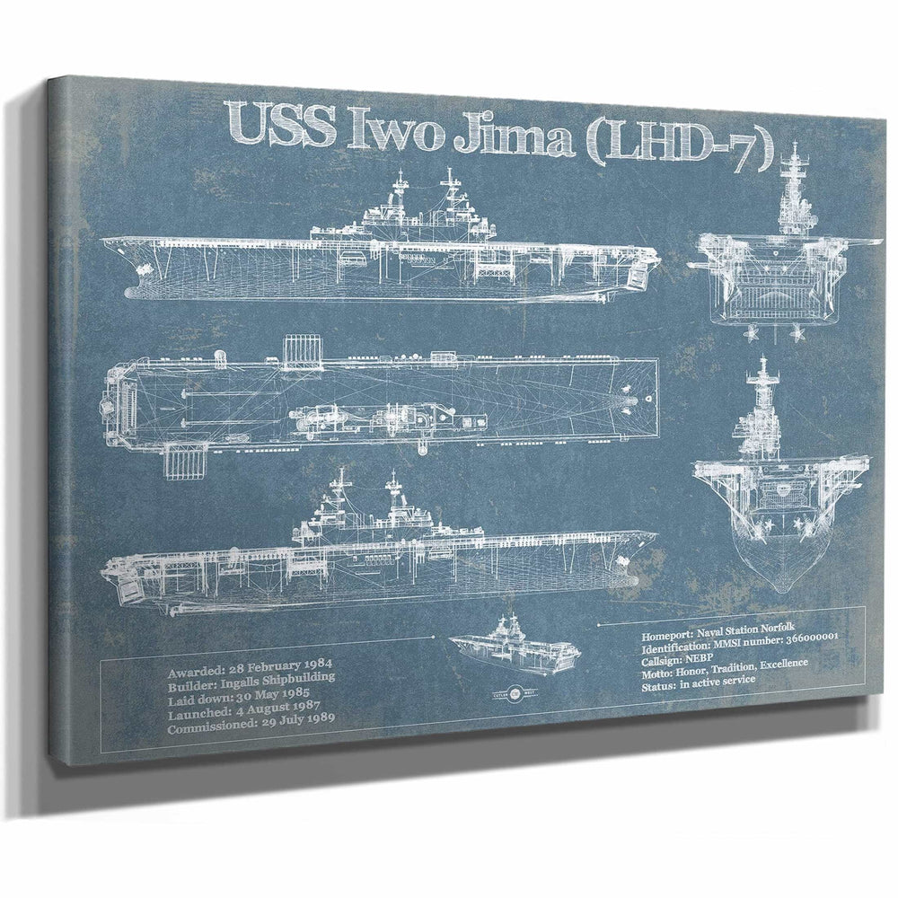 USS Iwo Jima (LHD-7) (USS Iwo Jima) Blueprint Original Military Wall Art - Customizable