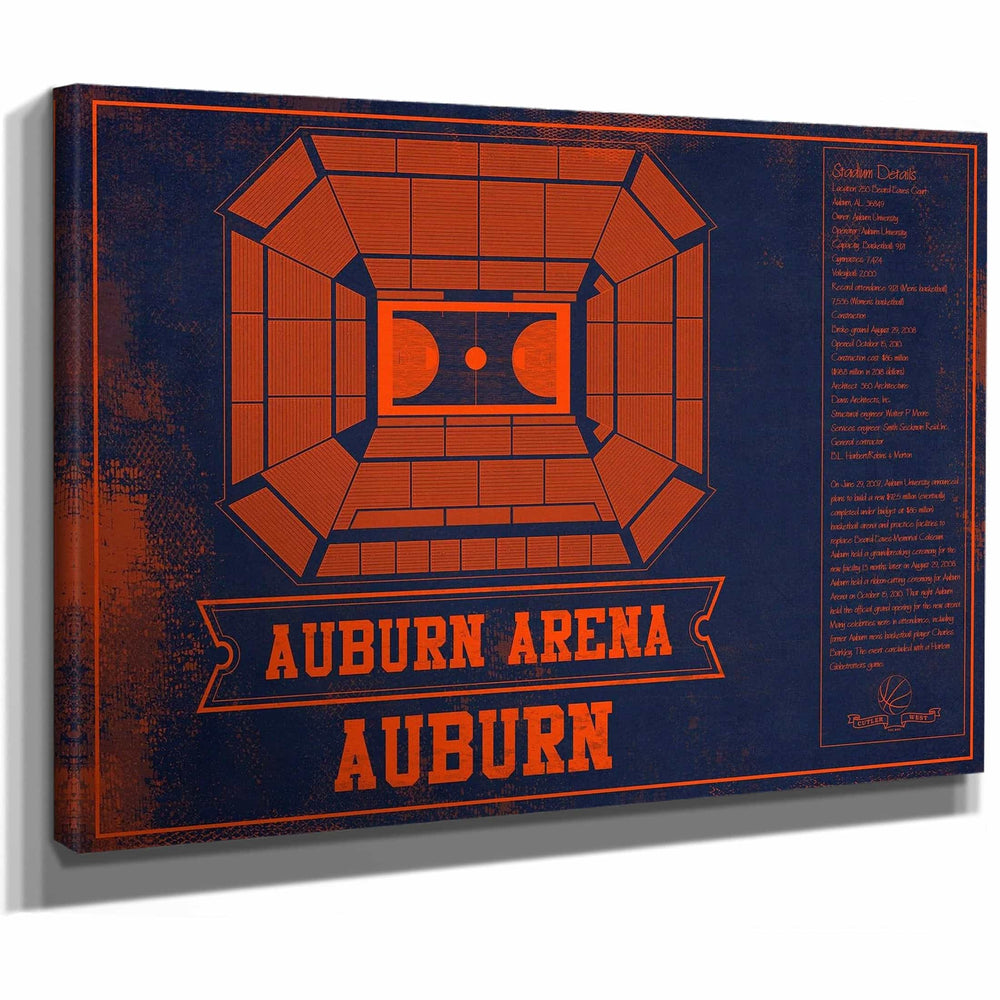 Auburn Tigers Team Color Auburn Arena Vintage Stadium Blueprint