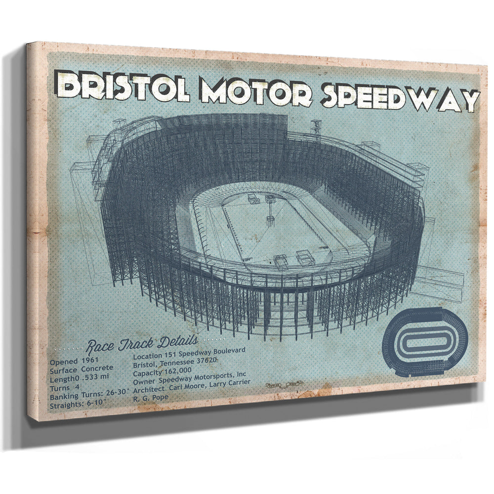 Bristol Speedway Blueprint NASCAR Race Track Print