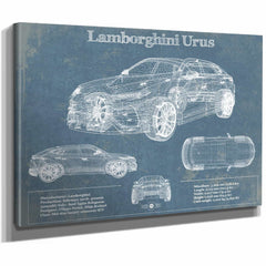 Lamborghini Urus 2019 Vintage Blueprint Auto Print