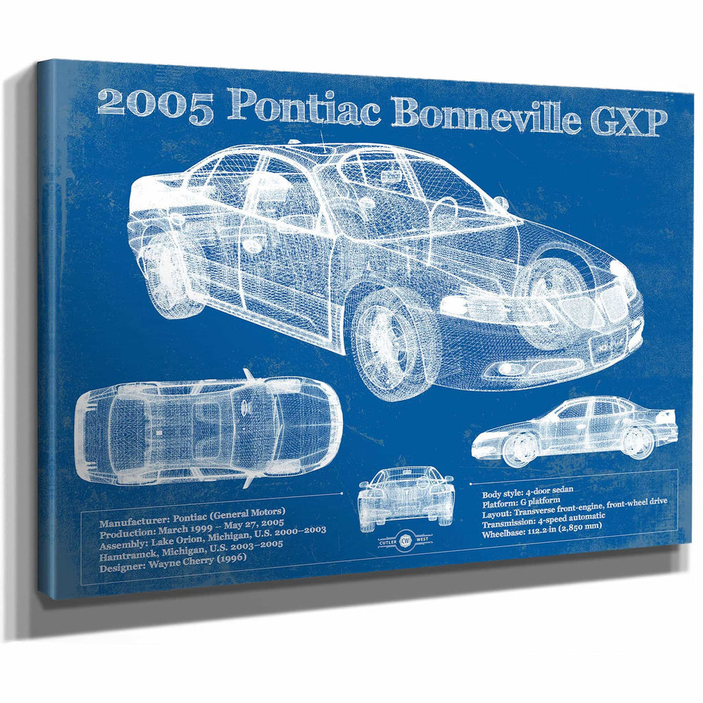 2000 - 2005 Pontiac Bonneville GXP Blueprint Vintage Auto Print
