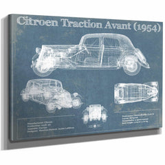 Citroen Traction Avant (1954) Vintage Blueprint Auto Print