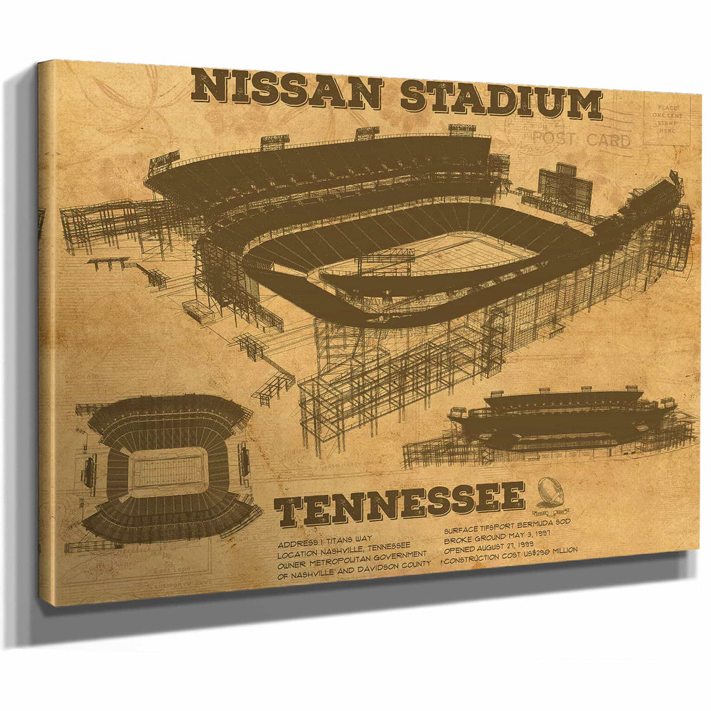 Tennessee Titans Nissan Stadium - Vintage Football Print 2