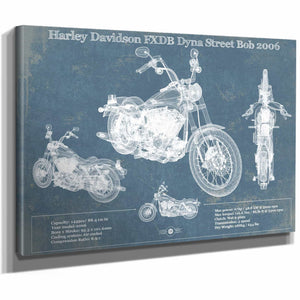 Harley Davidson FXDB Dyna Street Bob 2006 Blueprint Motorcycle Patent Print