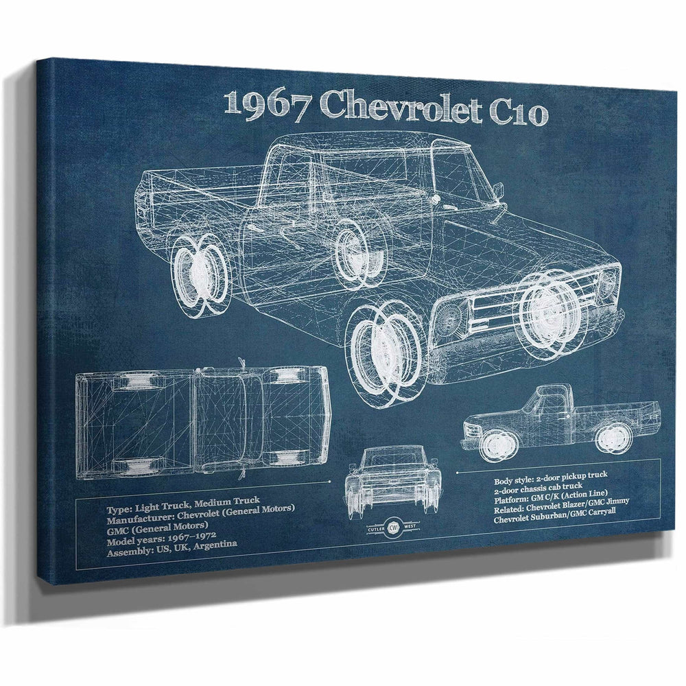 1967 Chevy C10 Shortbed Vintage Blueprint Truck Print